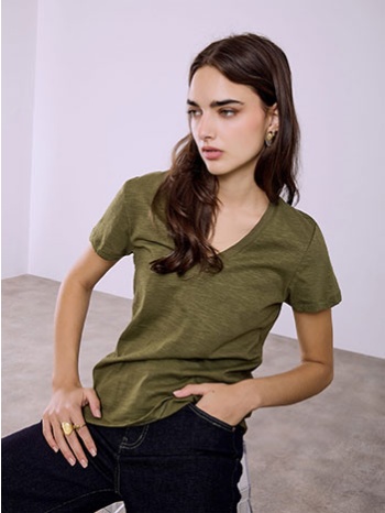 t-shirt βαμβακερό με v λαιμόκοψη sq9489.4795+5