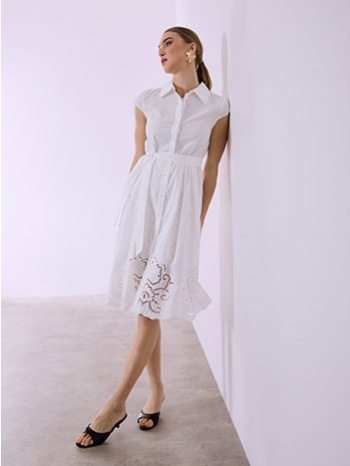 σεμιζιέ φόρεμα βαμβακερό με πιέτες sq7614.8305+1