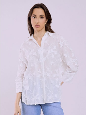 πουκάμισο με ανάγλυφα λουλούδια sq7880.3558+1