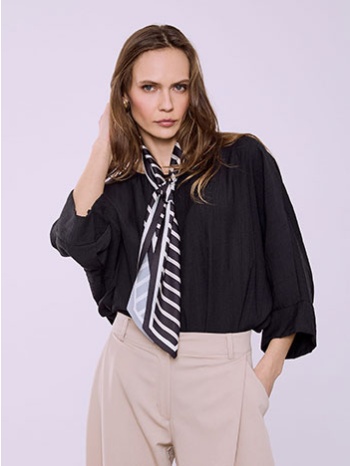 μπλούζα με όψη τσαλακωμένου και φουλάρι sq7569.4007+4