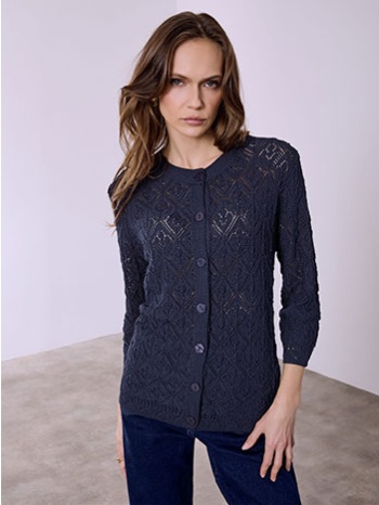 ζακέτα μονόχρωμη διάτρητη sq7616.5534+4