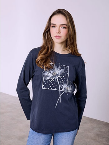 μπλούζα με τύπωμα και strass sq7642.4629+4 σε προσφορά