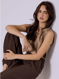 μπλούζα αμάνικη με συνδυασμό υφασμάτων sq7616.4616+2