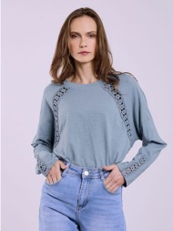 μπλούζα με πλεκτές κροσέ λεπτομέρειες sq7834.4659+5