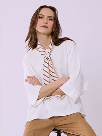 μπλούζα με όψη τσαλακωμένου και φουλάρι sq7569.4007+1