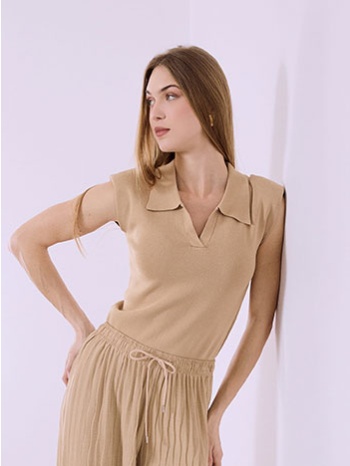 μπλούζα πλεκτή με γιακά sq9844.4830+4