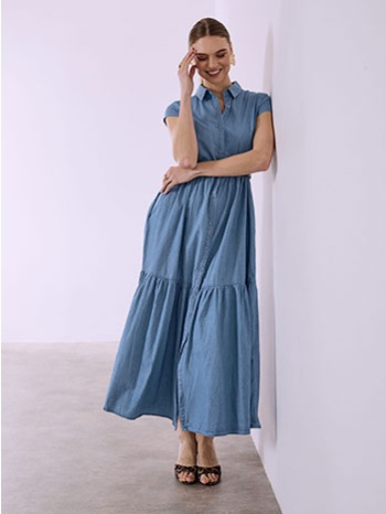 φόρεμα σεμιζιέ βαμβακερό με ζώνη sq7999.8553+1