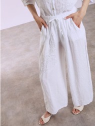 παντελόνα λινή με κεντητή λεπτομέρεια sq7945.1375+1