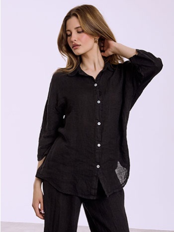 πουκάμισο λινό με τρία τέταρτα μανίκι sq7587.3582+4