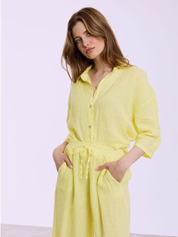 πουκάμισο λινό με τρία τέταρτα μανίκι sq7587.3582+3