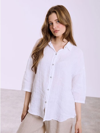 πουκάμισο λινό με τρία τέταρτα μανίκι sq7587.3582+1