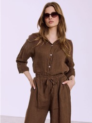 πουκάμισο λινό με τρία τέταρτα μανίκι sq7587.3582+2