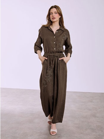 παντελόνα λινή με κεντητή λεπτομέρεια sq7945.1375+2