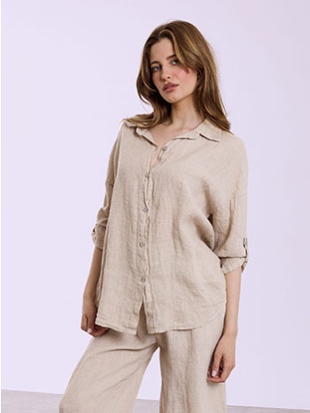 πουκάμισο λινό με τρία τέταρτα μανίκι sq7587.3582+5