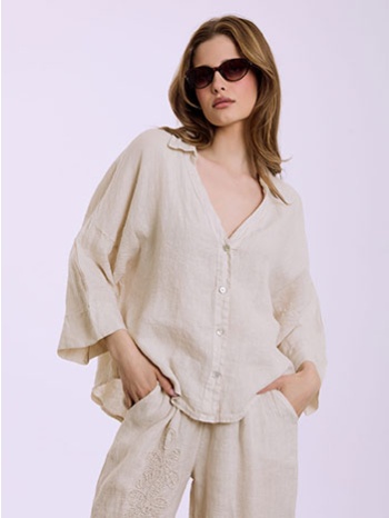 πουκάμισο λινό ασύμμετρο sq7945.3593+4
