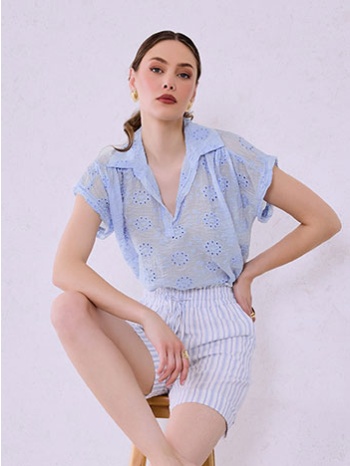 τοπ κεντητό διάτρητο με γιακά sq7751.4021+2