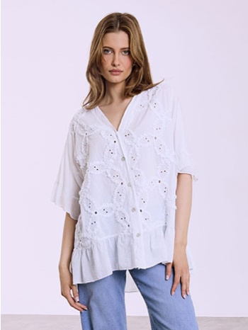 πουκάμισο βαμβακερό με βολάν sq7751.3040+1