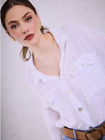 πουκάμισο λινό με τσέπες sq7830.3297+1