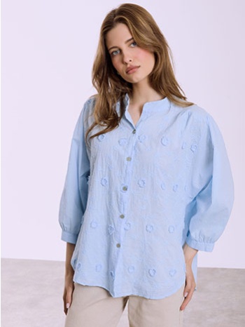 πουκάμισο βαμβακερό με κεντήματα sq7807.3009+2