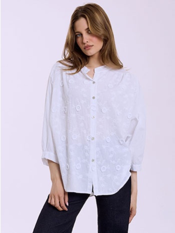 πουκάμισο βαμβακερό με κεντήματα sq7807.3009+1