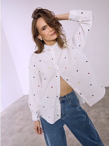 πουκάμισο με κεντητές καρδιές sq7591.3027+1