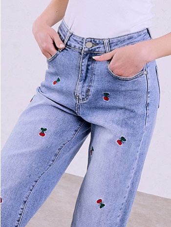 τζιν wide leg με κεράσια sq1628.1013+1