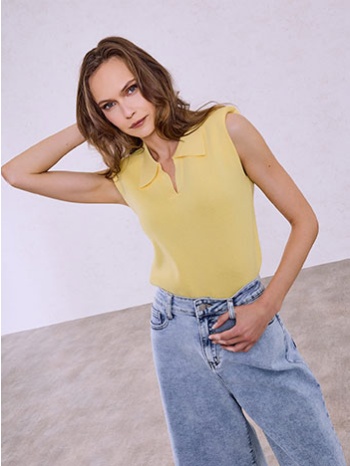 μπλούζα πλεκτή με γιακά sq9844.4830+1