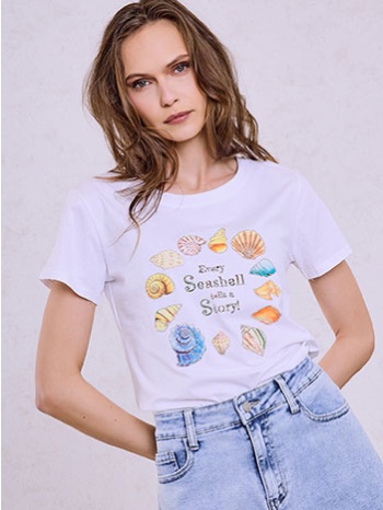 t-shirt με strass κοχύλια sq7616.4029+1