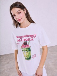 t-shirt βαμβακερό strawberry matcha sq1801.4922+1