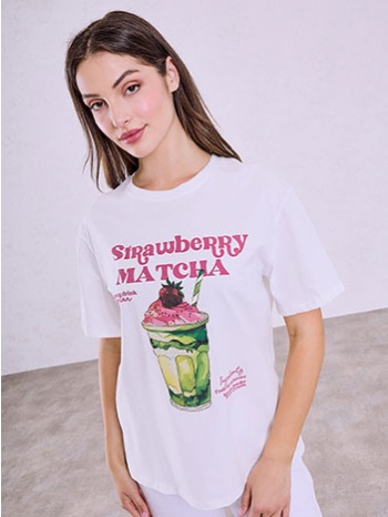t-shirt βαμβακερό strawberry matcha sq1801.4922+1
