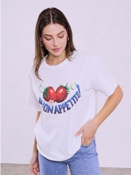 t-shirt με στάμπα φράουλες sq1801.4921+1