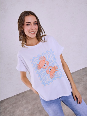 t-shirt με στάμπα καβούρια sq9844.4010+1