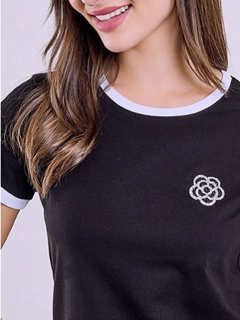 t-shirt με λουλούδι απο strass sq7958.4715+2