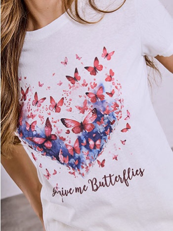 t-shirt με στάμπα πεταλούδες sq7578.4335+4