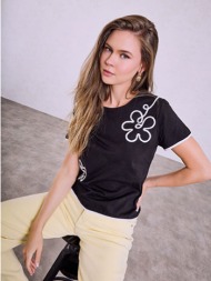 t-shirt με ανάγλυφα λουλούδια sq7958.4709+2