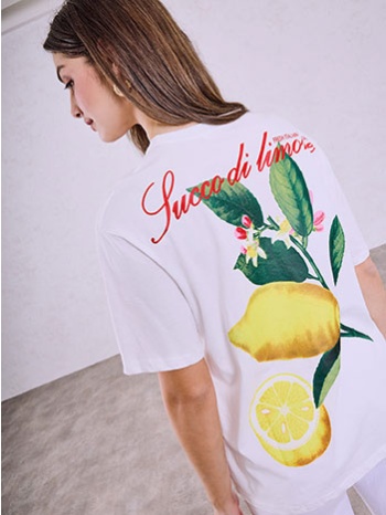 t-shirt βαμβακερό με στάμπα λεμόνι sq1801.4920+1 σε προσφορά