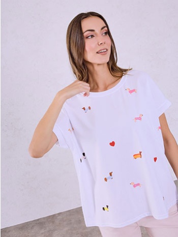 t-shirt με σκυλάκια και καρδιές sq9844.4008+1
