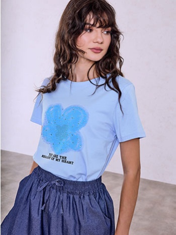 t-shirt με strass και τρουκς sq7568.4192+2