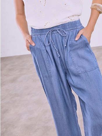 παντελόνα βαμβακερή με denim όψη sq7591.1811+2