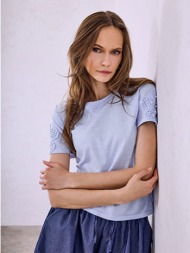 t-shirt με κροσέ λουλούδια sq7642.4017+2