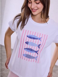 t-shirt με στάμπα ψάρια sq9844.4012+1
