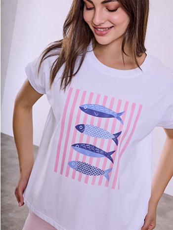 t-shirt με στάμπα ψάρια sq9844.4012+1