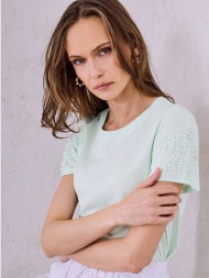 t-shirt με κροσέ λουλούδια sq7642.4017+6