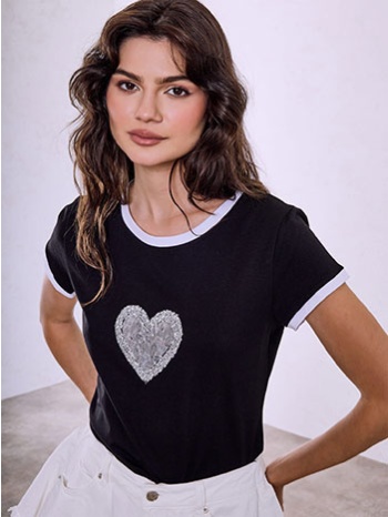 t-shirt με καρδιά απο strass sq7958.4750+2