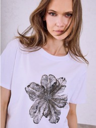 t-shirt με στάμπα λουλούδι sq7572.4588+1