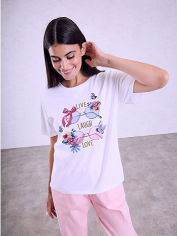 t-shirt με στάμπα live laugh love sq7568.4132+1 σε προσφορά