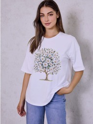t-shirt με στάμπα δέντρο sq7942.4826+1