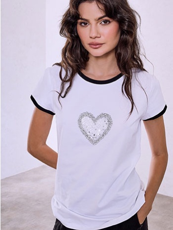 t-shirt με καρδιά απο strass sq7958.4750+1