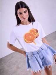 t-shirt με στάμπα πορτοκάλια sq7568.4237+1