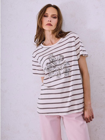 t-shirt ριγέ με strass sq7642.4617+3 σε προσφορά